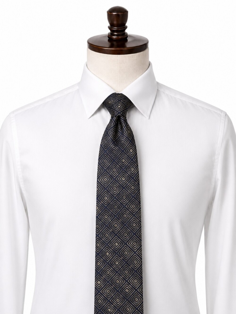Calvin Klein Midnight Navy & Gold Geometric Silk Necktie